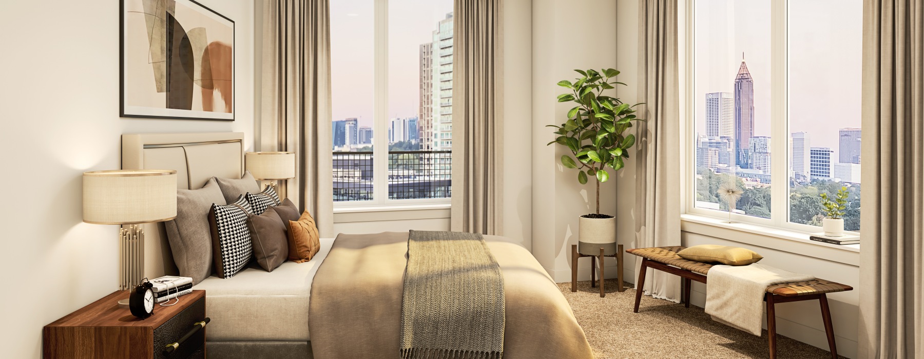 bedroom with city view