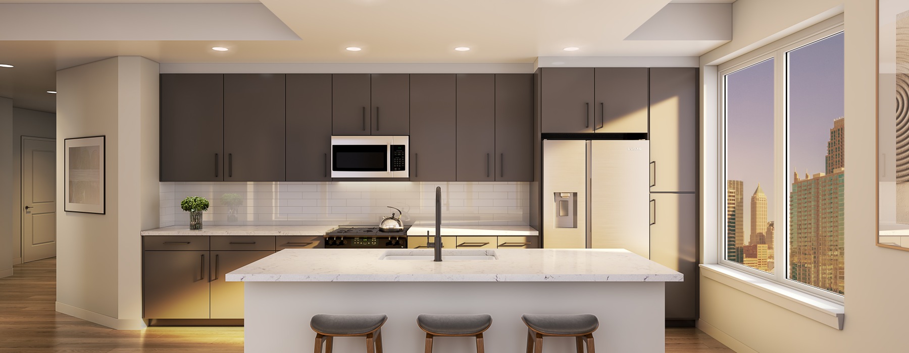 kitchen with large island